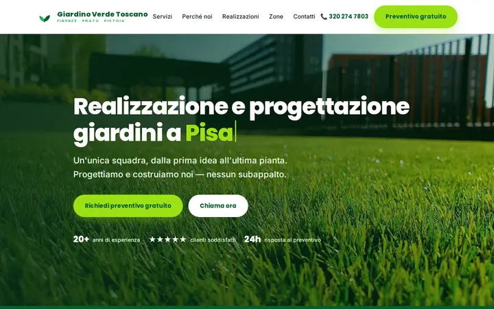 Home page del sito di Giardino Verde Toscano